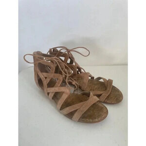 Women's Sam Edelman Brown Lace-Up Gladiator Cork Sandals Size 9M‎ EUC